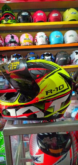 HELM KYT R10 SERI#2 YELOW FLUO/RED ORIGINAL KYT ONGKIR 2KG