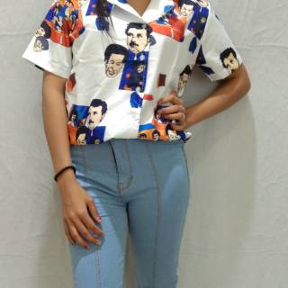  Kemeja  Wanita Retro Kartun  motif original Shopee Indonesia