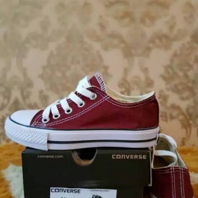 (BISA COD) Sepatu Converse Anak Warna Maroon Model Tali / Sepatu Converse Anak / Sepatu Sekolah Anak / Sepatu Anak Laki-laki / Sneakers Anak