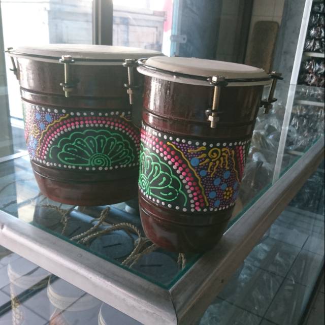 Ketipung Kendang Gendang Dangdut Tabla Koplo Kayu Mahoni Kulit Hitam Tanpa Stand