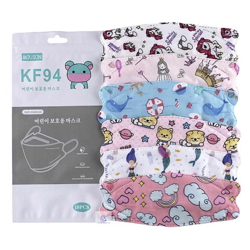 MASKER ANAK KF94 MOUSON 1 PACK ISI 10PCS WARNA GRADASI DAN MOTIF KARAKTER [SWEETSPACE]