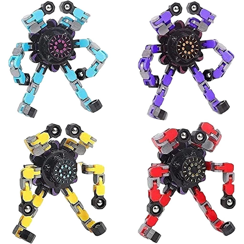 Mainan Edukasi Anak Kreatif New Finger Fingertip Spinner Gyro Fidget Robot Deformable Transformer Mechanical Chain Terbaru berubah bentuk menghilangkan stress melatih meningkatkan fokus konsentrasi