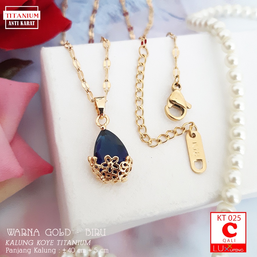 KT 025 Kalung Titanium Wanita Dewasa Perhiasan Imitasi Pengganti Emas Berkualitas Kalung Anti Karat 