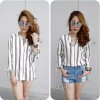 TBI Style Fashion Kemeja Salur Leher Hem Baju Kemeja Atasan Blouse Wanita