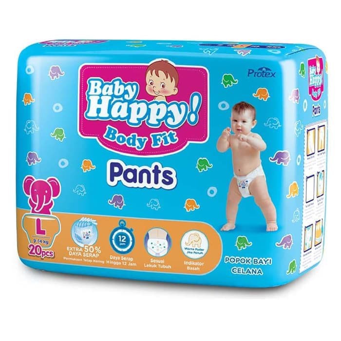 Baby Happy Pants M 34+4 L 30+4 XL 26+4 XXL 24+4 Popok Bayi Pampers Pempers