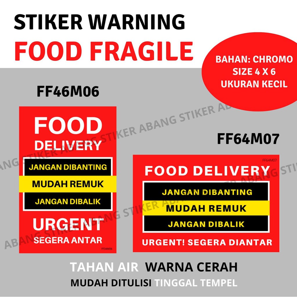 

Stiker Warning Food Fragile Kecil