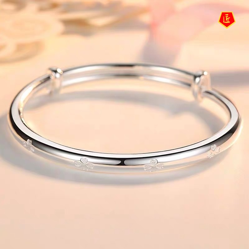 [Ready Stock]Simple Temperament 999 Silver Clover Bracelet