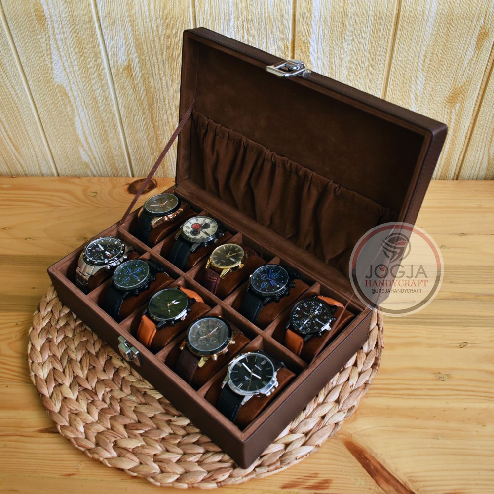 Exclusive Watch Box With Lock | Kotak Tempat Jam Tangan Isi 10 Jumbo