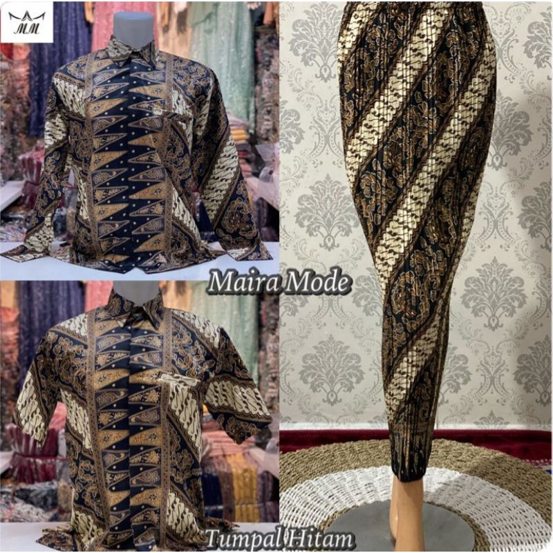 Permata Olshop / Batik Couple Modern Motif / Kemeja dan Rok Batik Serimbit / Couple Kemeja Batik dan Rok Batik Atasan Kebaya / Batik Couple Kebaya Modern