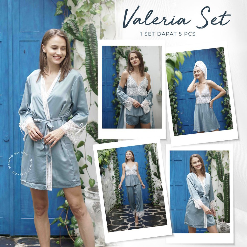 VALERIA 5in1 lingerie set bahan satin untuk seserahan