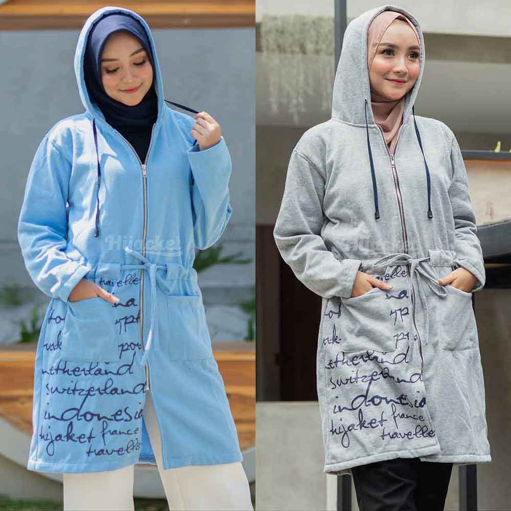 Jaket Jacket Panjang Wanita Cewek Hoodie Muslimah Hijaber Remaja Dewasa Terbaru Kekinian Hijacket UB-5