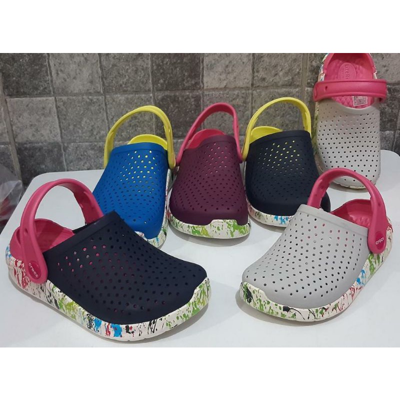 Sendal Crocs Anak Crocs Literide Motif Clog Kids And Junior Original