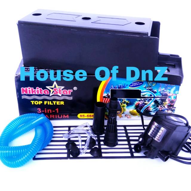 Filter Aquarium Top Atas Box Lengkap Pompa Selang Untuk Aquarium 60 cm