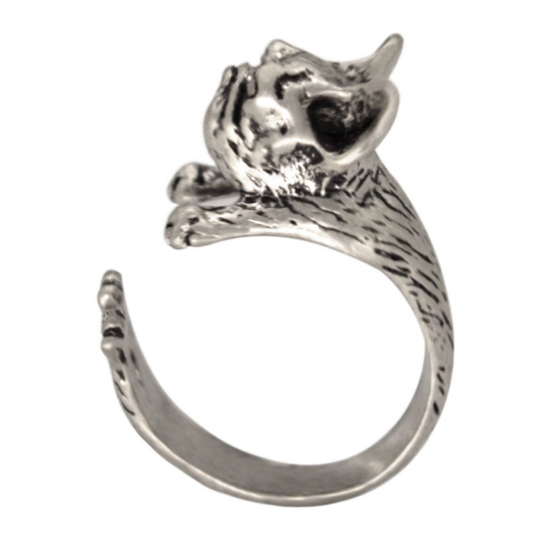 Cincin Bentuk Kucing Sphynx Gaya Retro Vintage Untuk Pria Dan Wanita