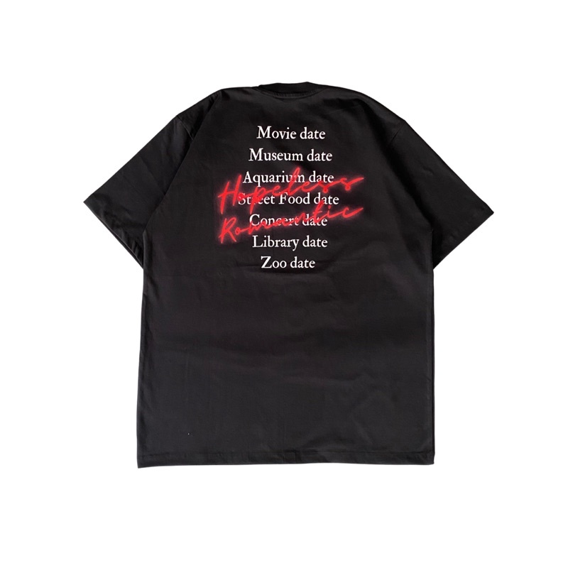 Praedae Studio - black oversized t-shirt - hopeless romantic