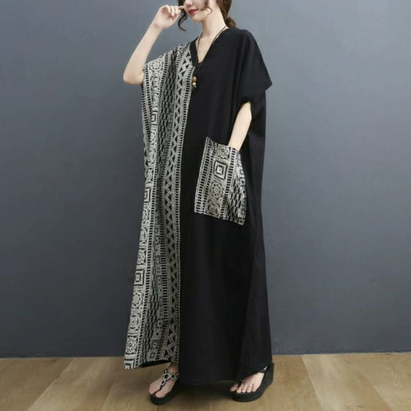 MDLV ~ 91981# Homewear Maxi Dress Maxi Dress Jumbo Import