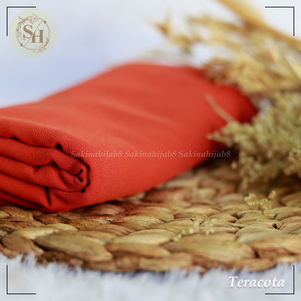 PROMO Pashmina Ceruty Babydoll 200x75 cm jahit tepi CHAPTER1-Teracota