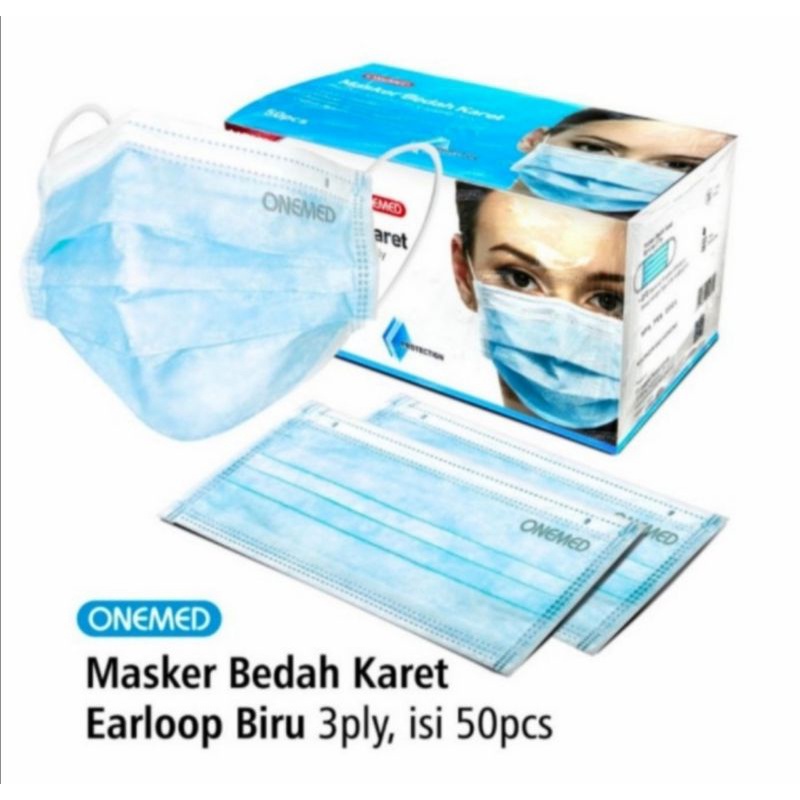 Masker Bedah 3ply Onemed  earloop 3 ply total protection