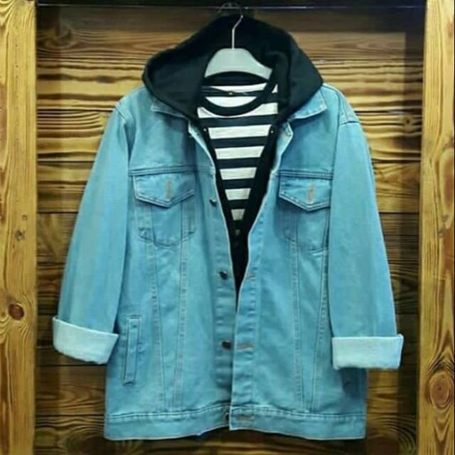 Jaket Jeans Aril Noah Hoodie Biru Muda M L XL XXL XXXL Denim Jins Aril Noah Bioblitz Variasi Zipper Sweater Cowok Cewek Promo Termurah