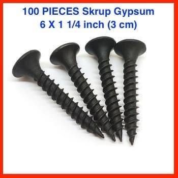 

100 Skrup Gypsum #6 x 1 1/4 inch / 3 cm Gipsum Sekrup Drywall Screw Best Seller