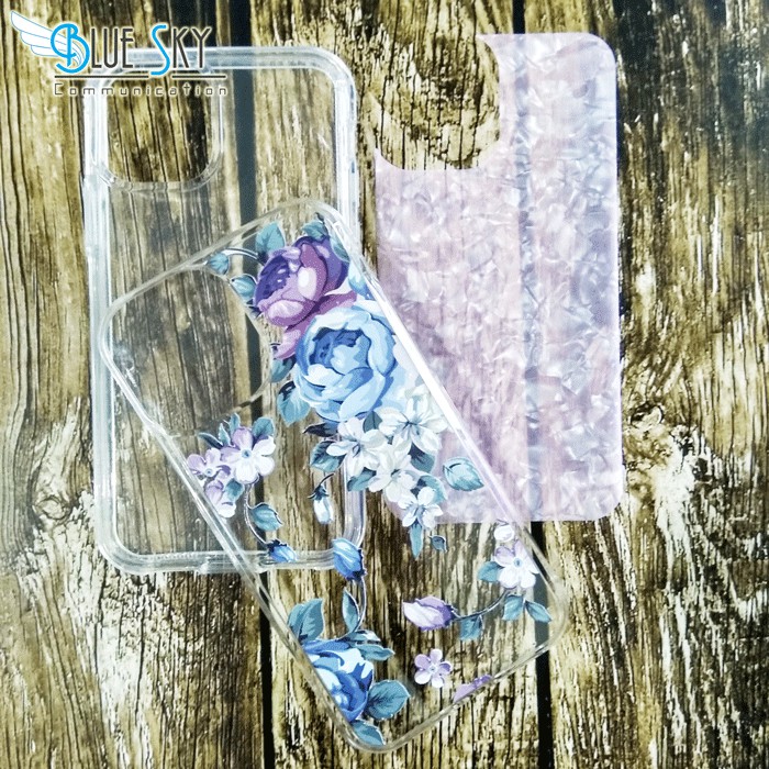 CASING PREMIUM SOFTCASE HARDCASE ANTICRACK FLOWER BLUE IPHONE 11 PRO