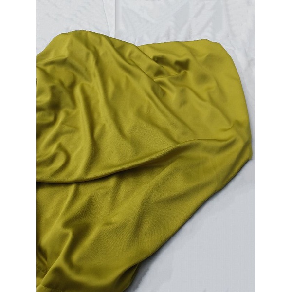 Rok Lilit Polos Satin Silk Premium Wrap skirt  Free ring-Ijo Lemon