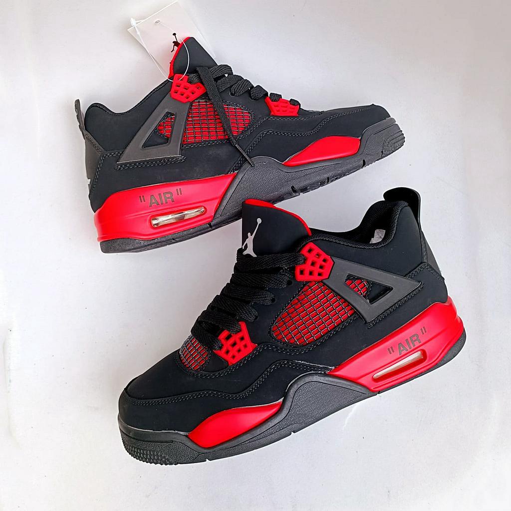 Sepatu Basket Sepatu Olahraga AJ 4 Retro og Red Thunder Premium