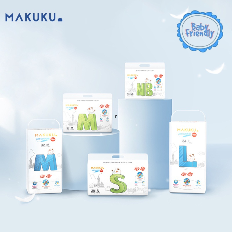 [BabyFriendly] MAKUKU Air Diapers Slim Pants XXL28 / Popok bayi Tipis SAP anti gumpal cepat kering sekali pakai tipe celana ukuran XXL