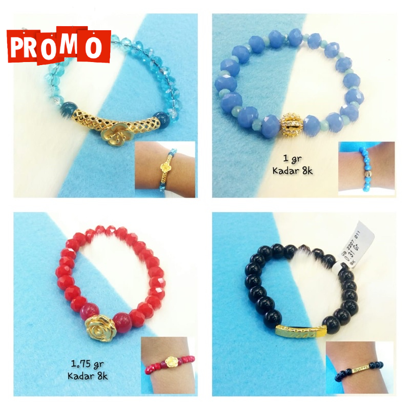 Gelang batu charm kadar 375/8k promo spesial murah