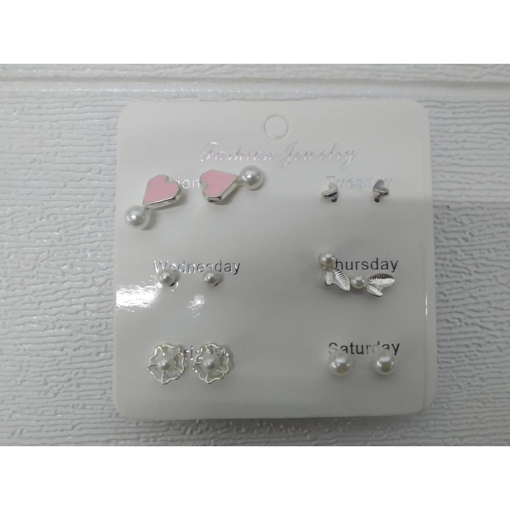 ❤️GTB❤️ A022 Anting Aksesoris Fashion Mutiara Earrings Wanita 6 Pasang Tusuk Simple GayaKorea import-3