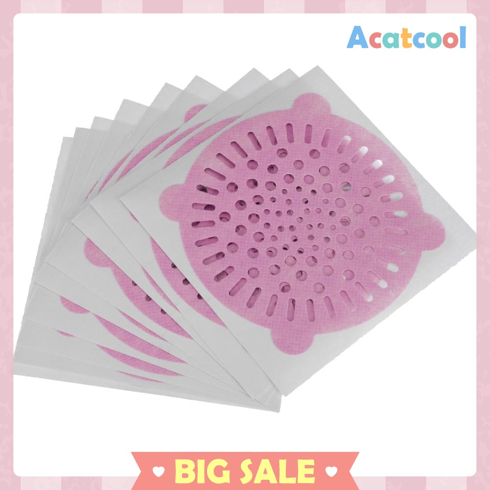 10pcs Disposable Hair Filter Drain Stickers Self-Adhesive Bath Cover Net