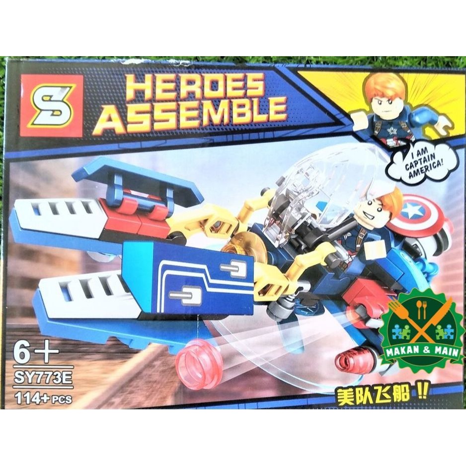 Captain America Lego Mainan  Anak Mini Action Figure Warna  