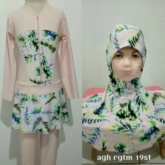 Promo Baju Renang Anak Muslim Motif Bunga AGH RGTM 19st M L XL 7 8 9 tahun