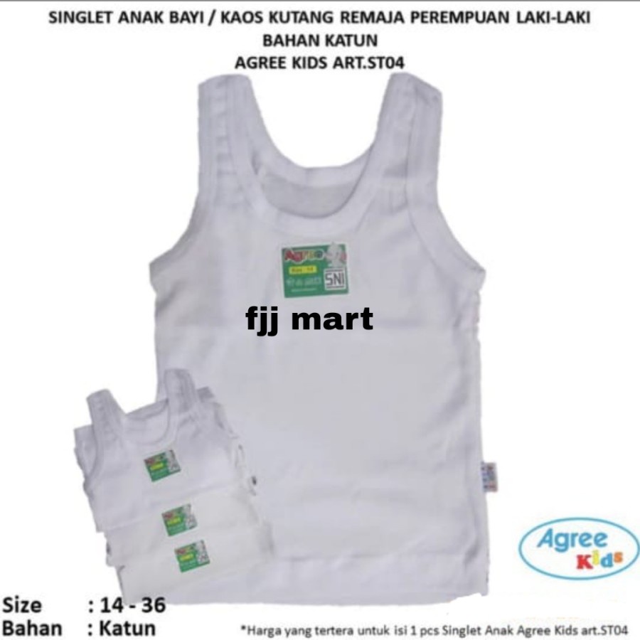 atasan singlet dalam anak cewek / laki laki katun agree kids st 04 kaos kutang katun