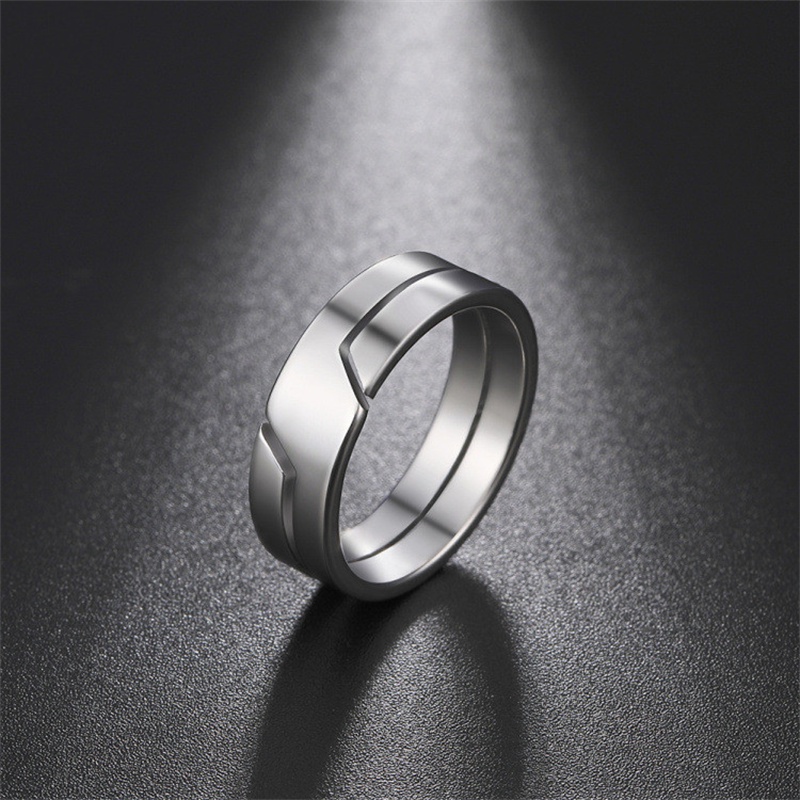 Minimalist Black Geometry Stainless Steel Ring/ Street Casual Couple Ring