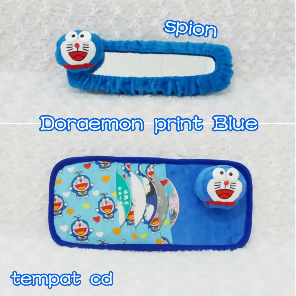 Tempat CD dan Sarung Spion Kepala doraemon Print Blue