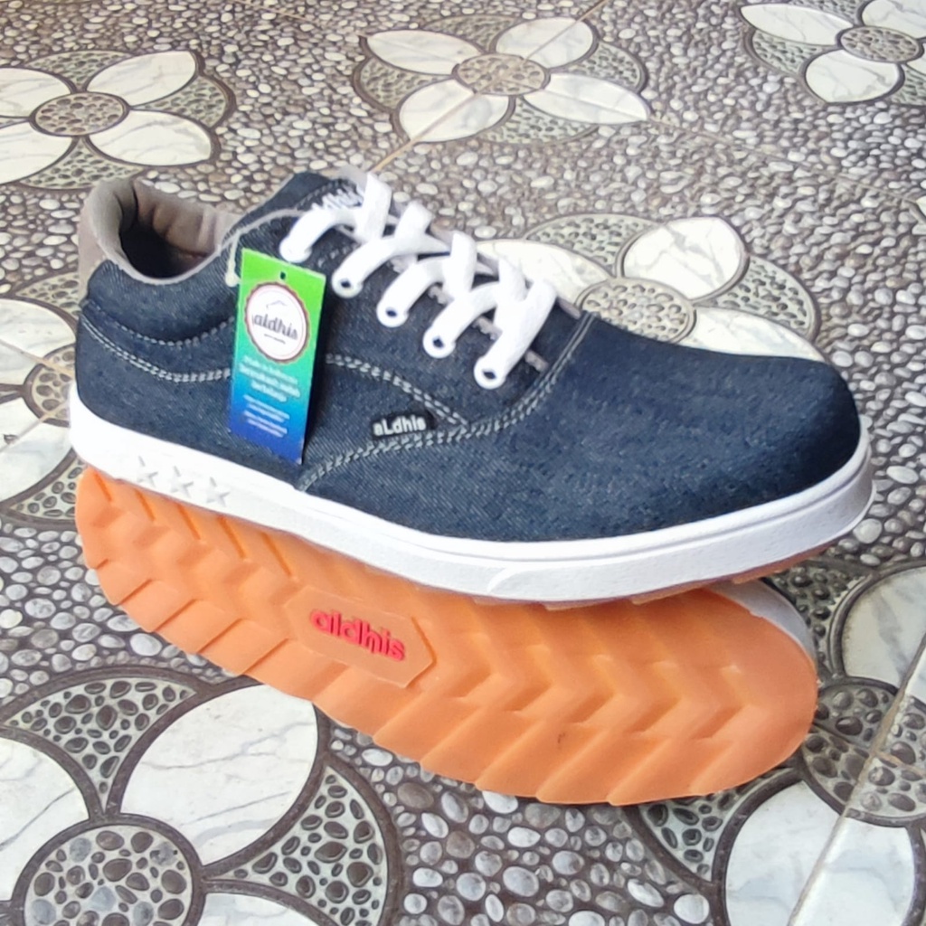 Sepatu Sneakers Pria Denim Aldhis A270 Abu Sneaker Cowok Terbaru 2022 Buat Gaya Original Lokal