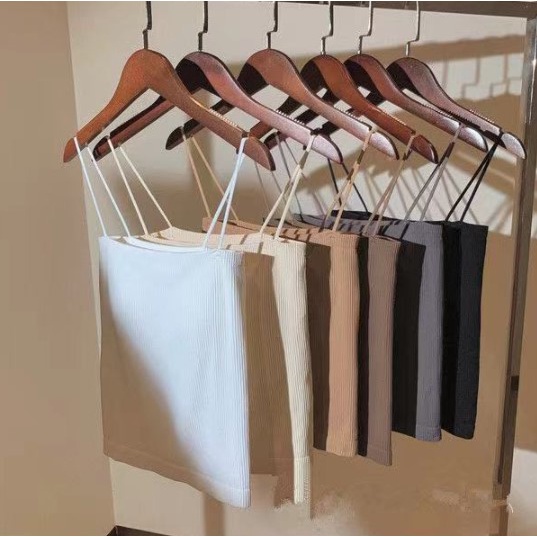 Tanktop 19 tank top atasan crop kemben strapless bra pakaian wanita rib knit dengan cup multiway-2