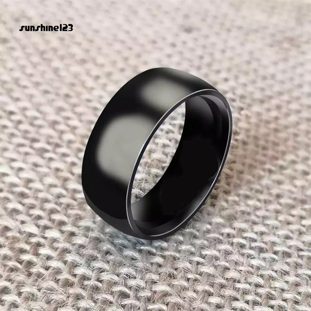 Cincin Titanium Pria Wanita Hitam Black Single Couple Mewah polos