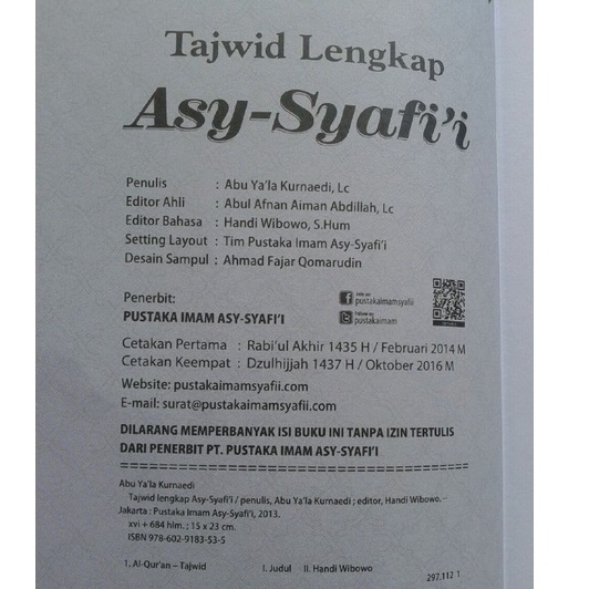 Tajwid Lengkap Asy Syafii Original Abu Yala Kurnaedi - Pustaka Imam Asy Syafii Hardcover-2