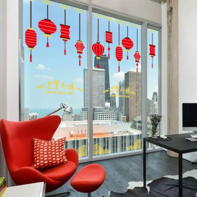 RELIZA Wall Sticker / Stiker Dinding 60X90 Lampion Lentera Chinese New Year Imlek SK9161