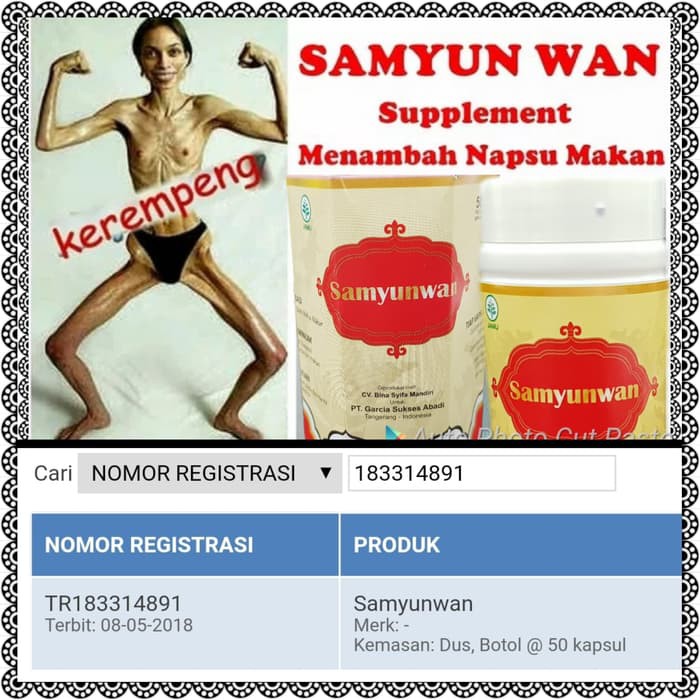 SAMYUNWAN BPOM DE SAMYWAN(SAMYIUWAN) 50CAPSUL SUPLEMEN PENINGKAT NAFSU MAKAN SUPLEMEN PENGGEMUK DESAMYWAN