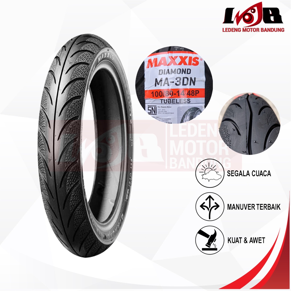 Maxxis 100/80-14 MA3DN Ban Tubeless Motor Matic Matik MA 3DN