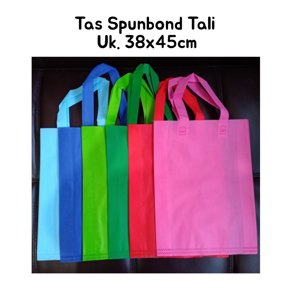 

(ISI LUSINAN) PREMIUM Tas Spunbond Handle / Goodie Bag / Tas Kain Polos Uk. 38x45x8