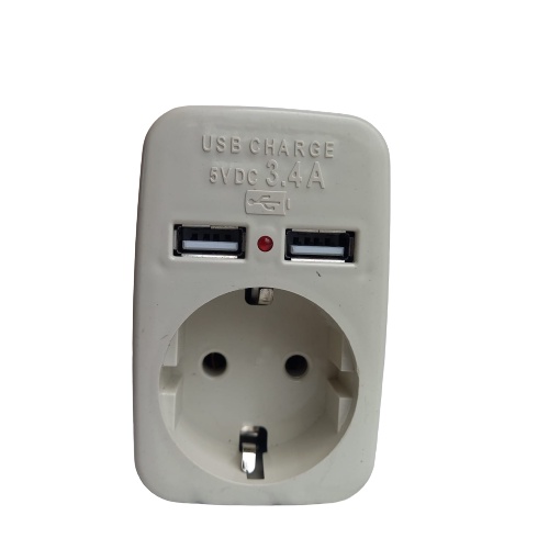 STOP KONTAK USB FAST CHARGING STOP KONTAK 1 LUBANG ARDE 2 USB PORT 3.4A SOCKET