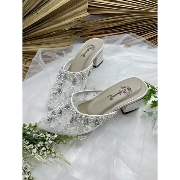 RAFAiZOUTFIT SEPATU wedding shoes hells sepatu cantik sintya white tinggi 5cm tahu