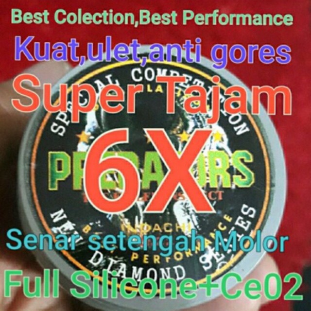 Gelasan PREDATOR super tajam 6x-senar IDACHI japan 0.22mm-full silicone-CeriumOxide(LIMITED EDITION)