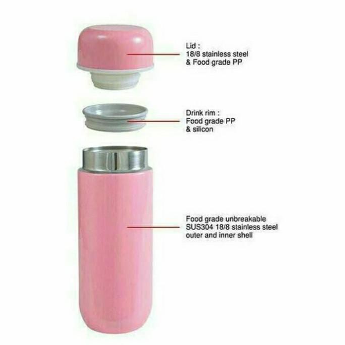 Gilaa Termos Air Panas Dan Dingin 200Ml/ Termos Warna Warni/ Termos Lucu - Putih Murah