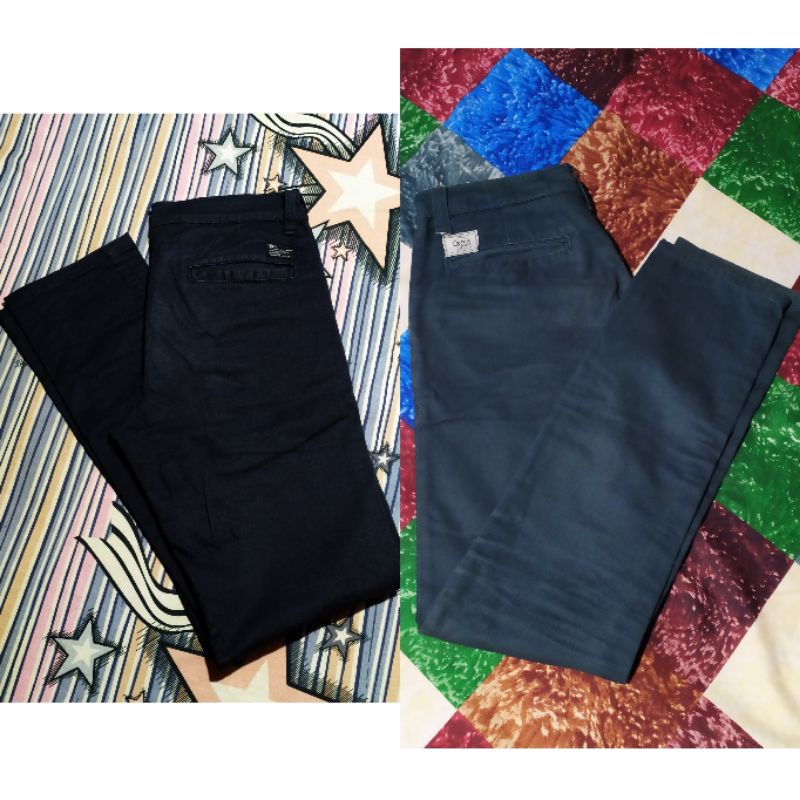 Paket Bundle Celana Panjang Chino Distro Ouval Research Navy & Queen Beer Olive Thrifting