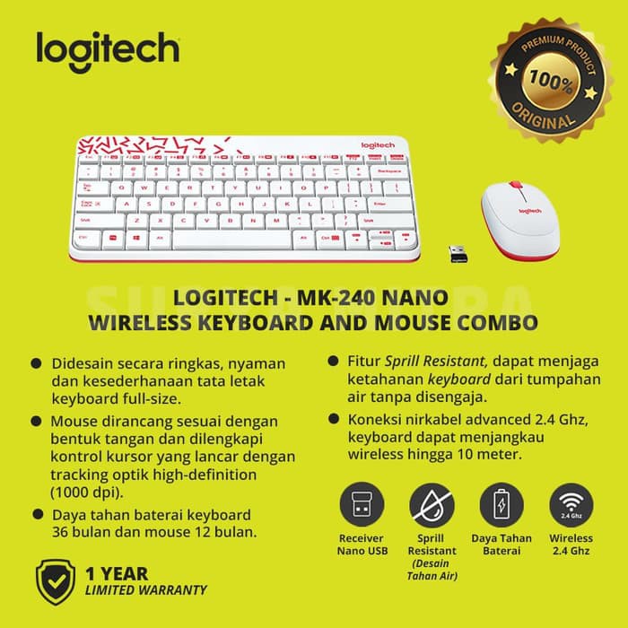 Keyboard Mouse Wireless Logitech MK240 / MK 240